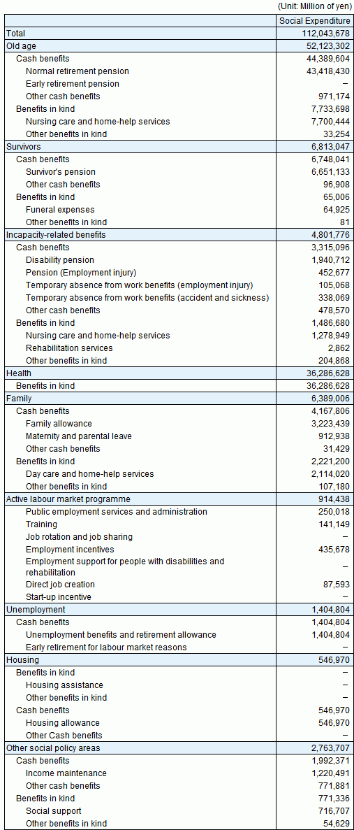 2011 Social Expenditure Summary Table