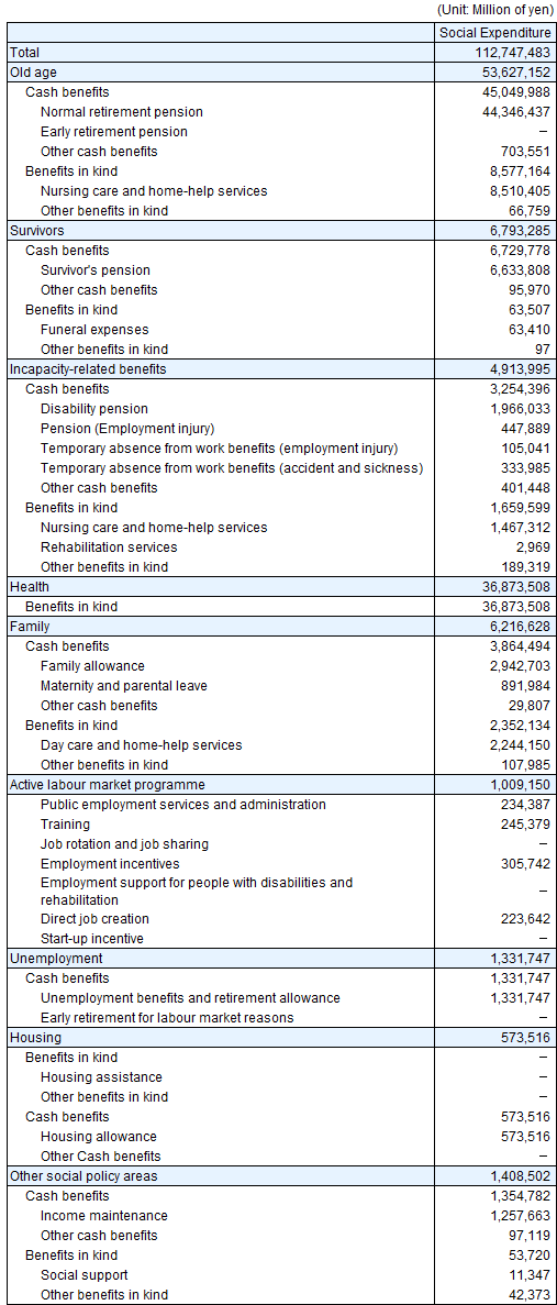 2012 Social Expenditure Summary Table