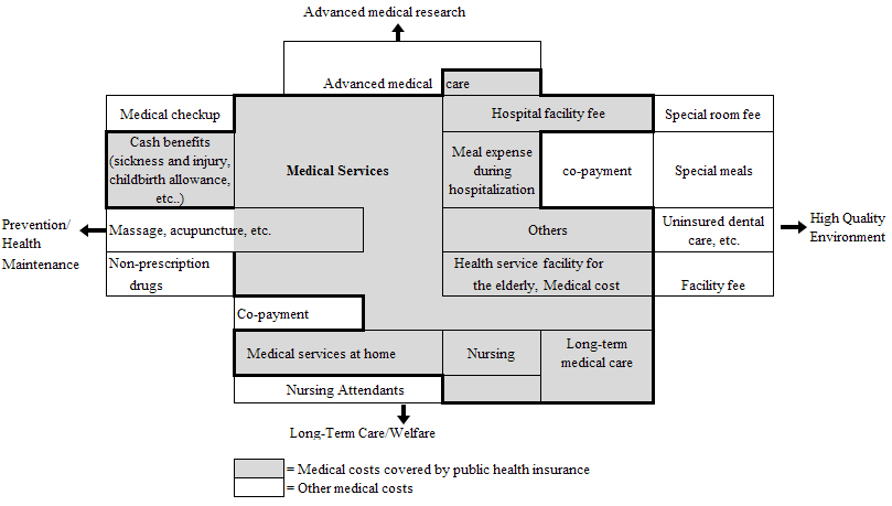 The structure of the health care coverage by and beyond the public health insurance